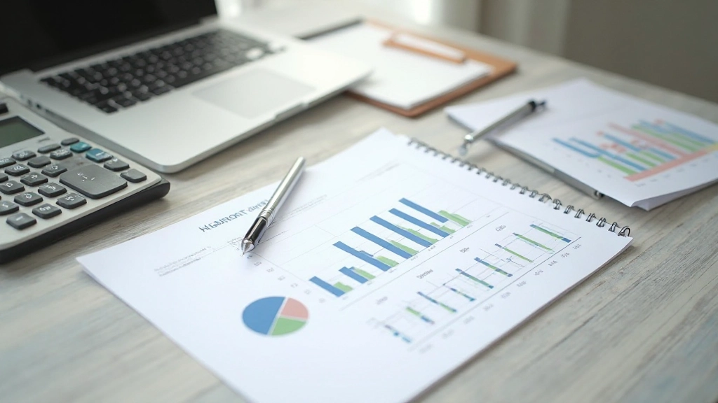 Документы с графиками расходов и калькулятор на письменном столе