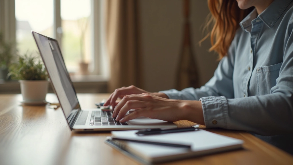 Человек планирует финансы с помощью ноутбука и блокнота на рабочем столе